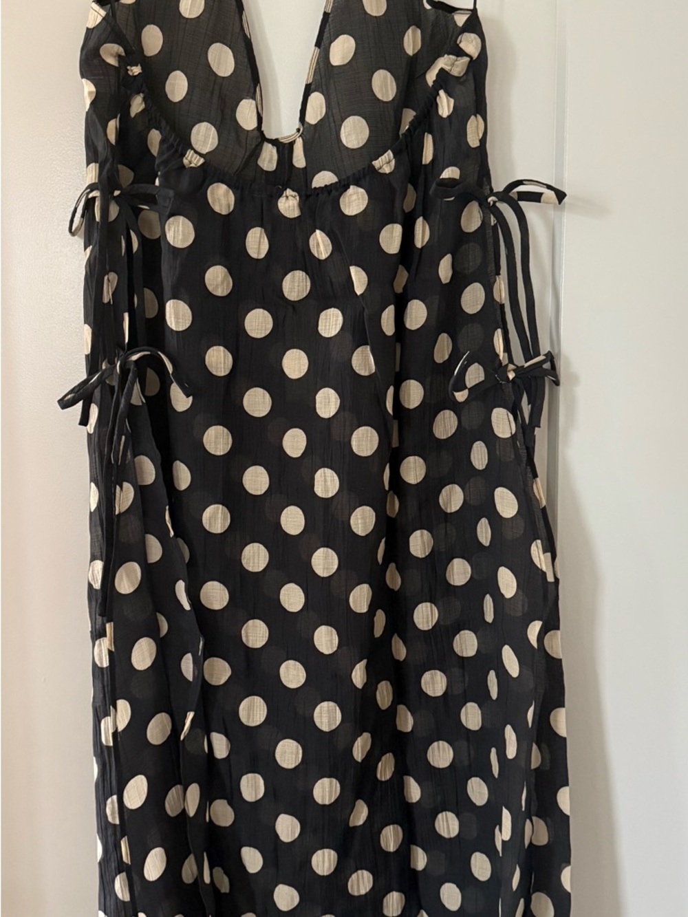 J. Crew Black Polka Dot Midi Coverup Dress with Beige Dots size M - NWT - Picture 7 of 8